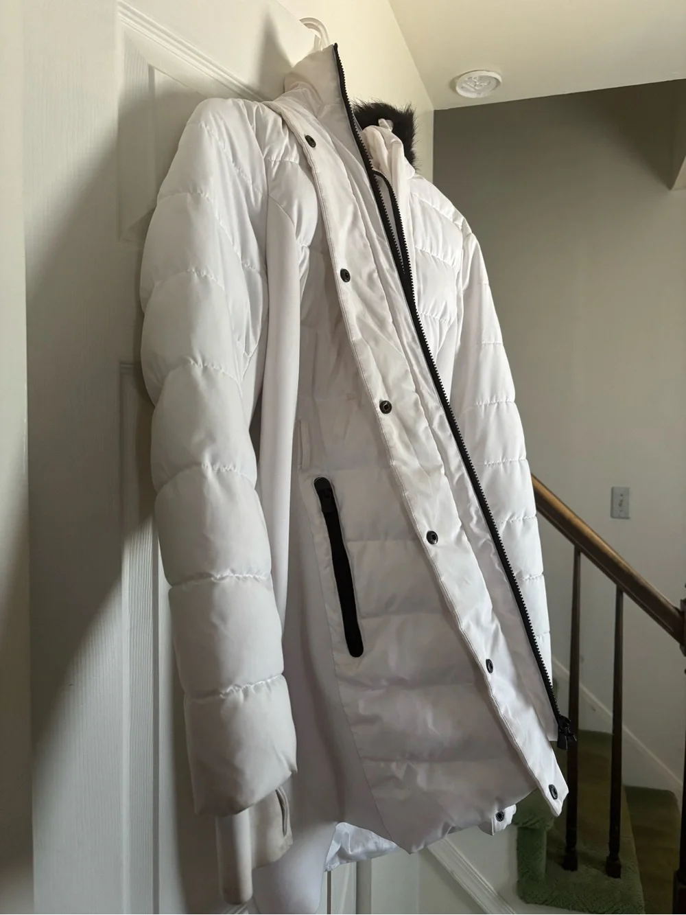 Michael Kors White Quilted Coat with Black MK Logo